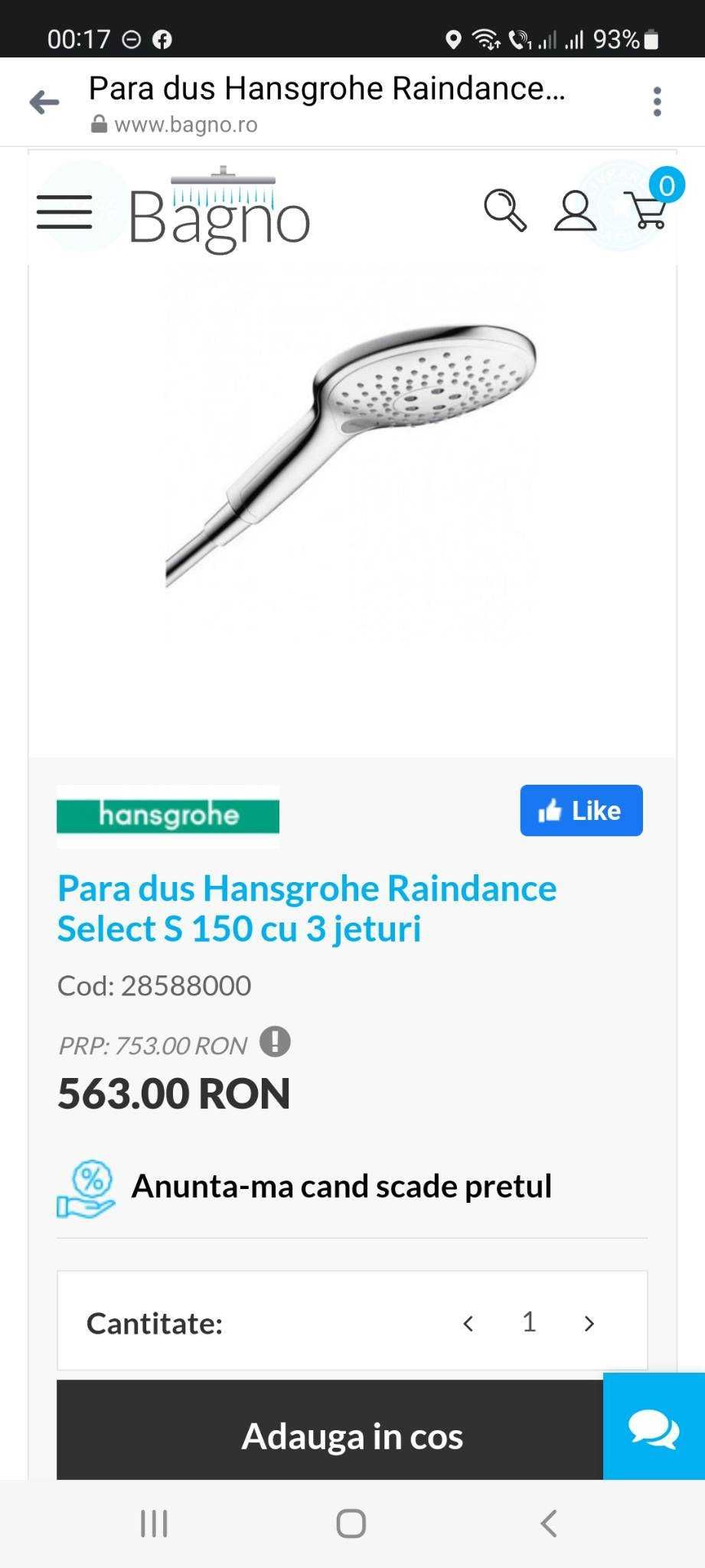 Para de dus mobila HANSGROHE seria RAINDANCE SELECT S 150 3 JET