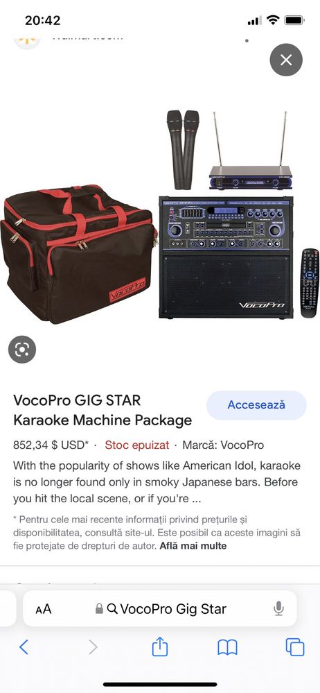Sistem profesional de karaoke VocoPro Gig Star Jam-Along