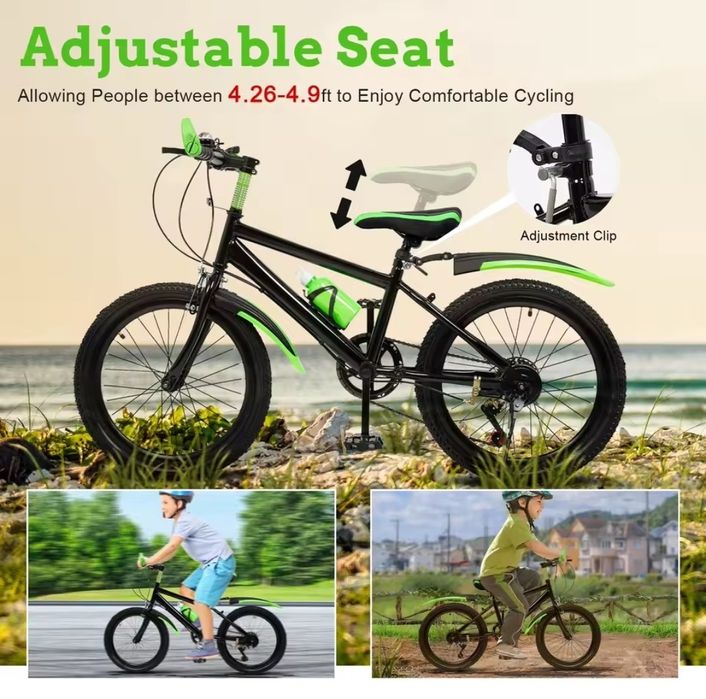 Bicicleta de munte de 20 de inci, cu 7 viteze, sa reglabila, aparatori