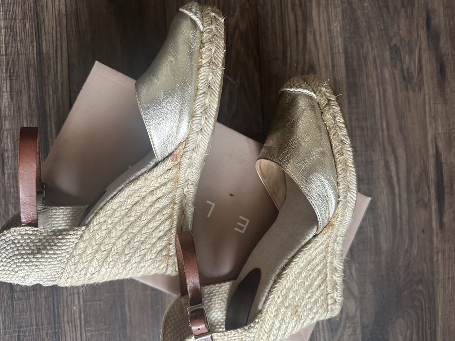 Sandale tip platforma , Mint& Berry, piele si panza