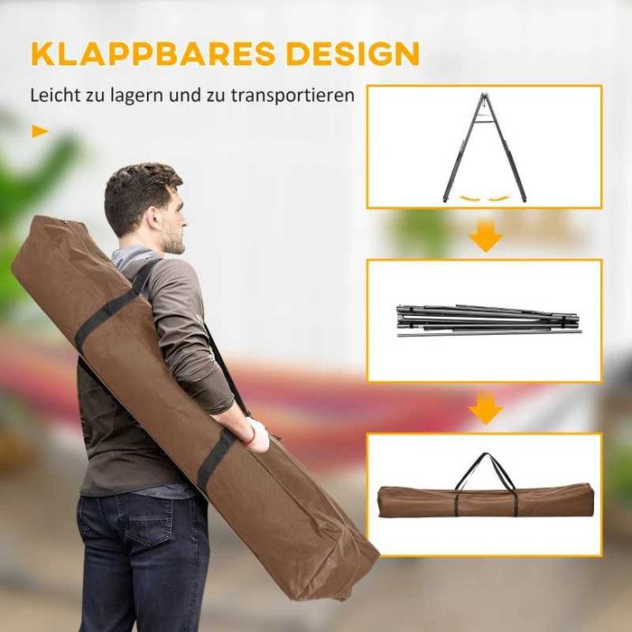 Стойка за хамак Outsunny 2 в 1, 290 см x 92 см x 88 см