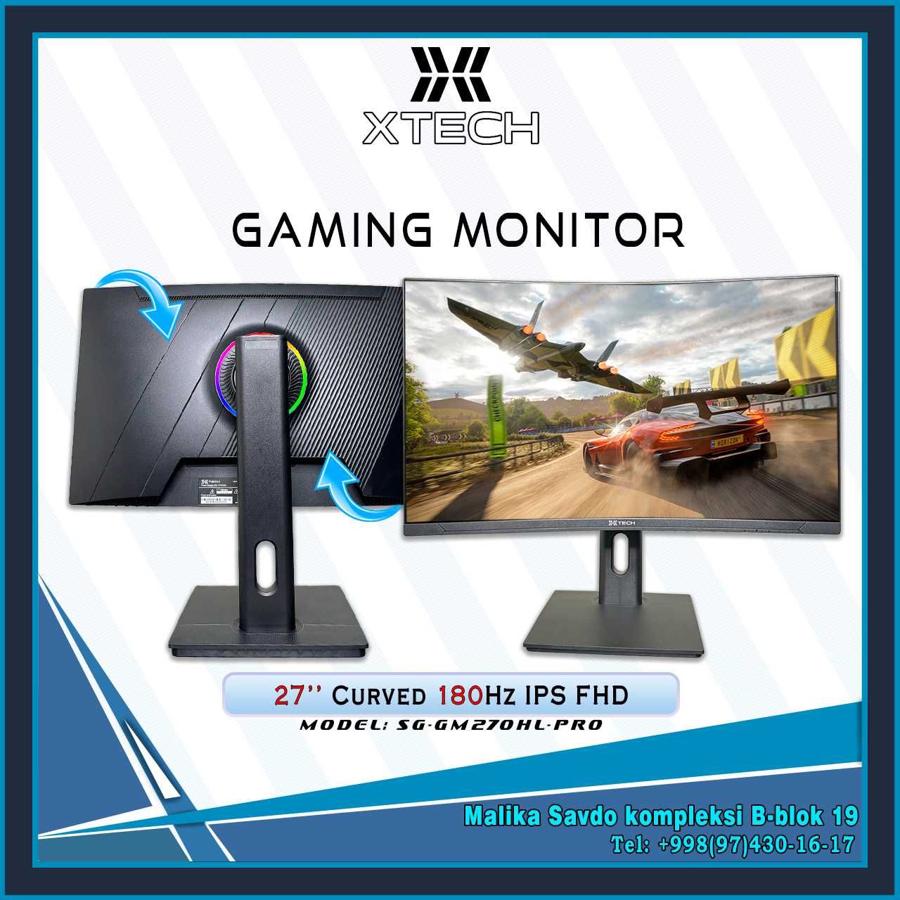 XTECH Monitor 27" IPS FHD RGB color (Curved)