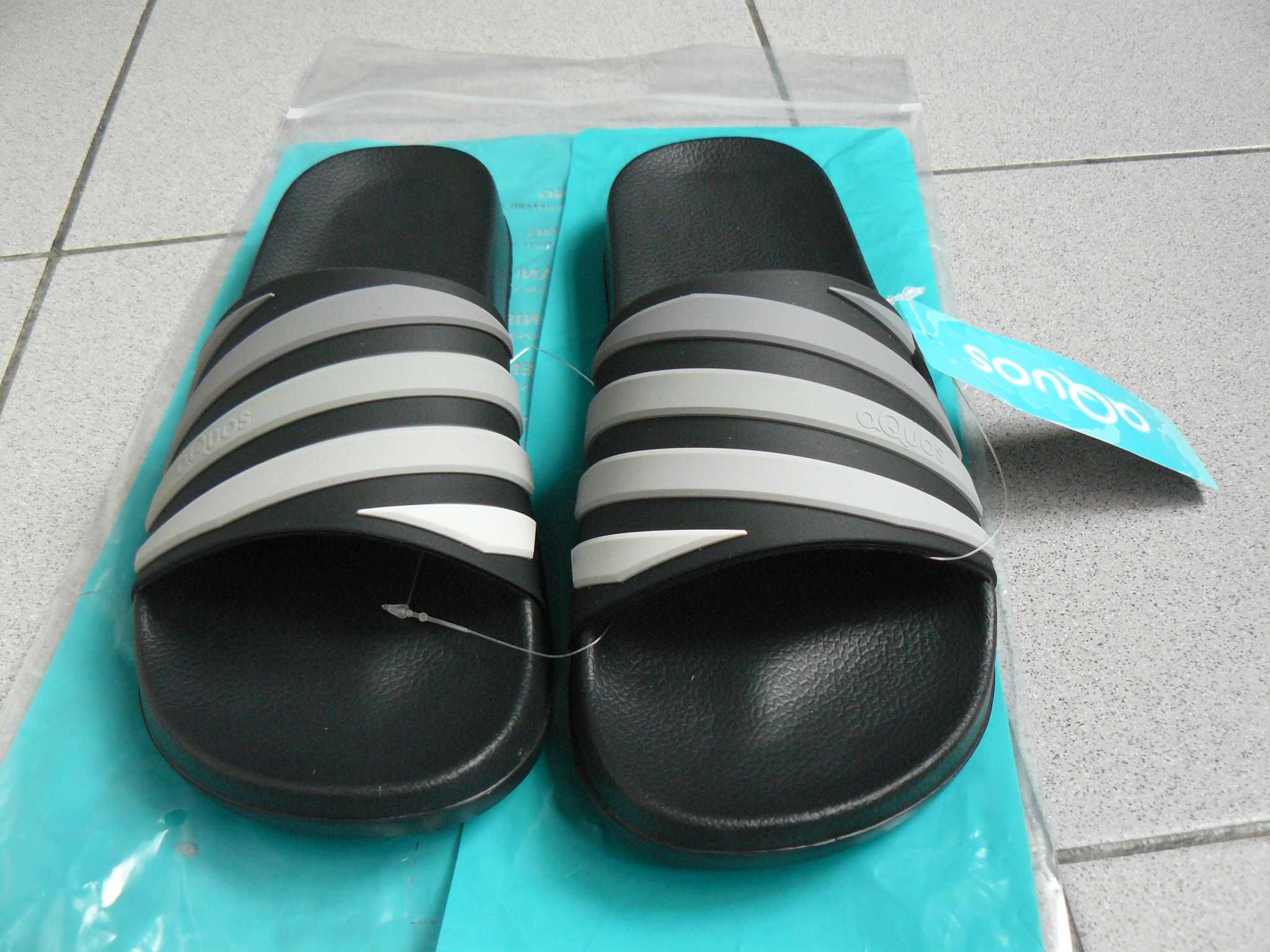 Slapi/Papuci Plaja AQUOS ZIPTOP Originali,Noi,Negru/Alb,Nr.42, 43, 44