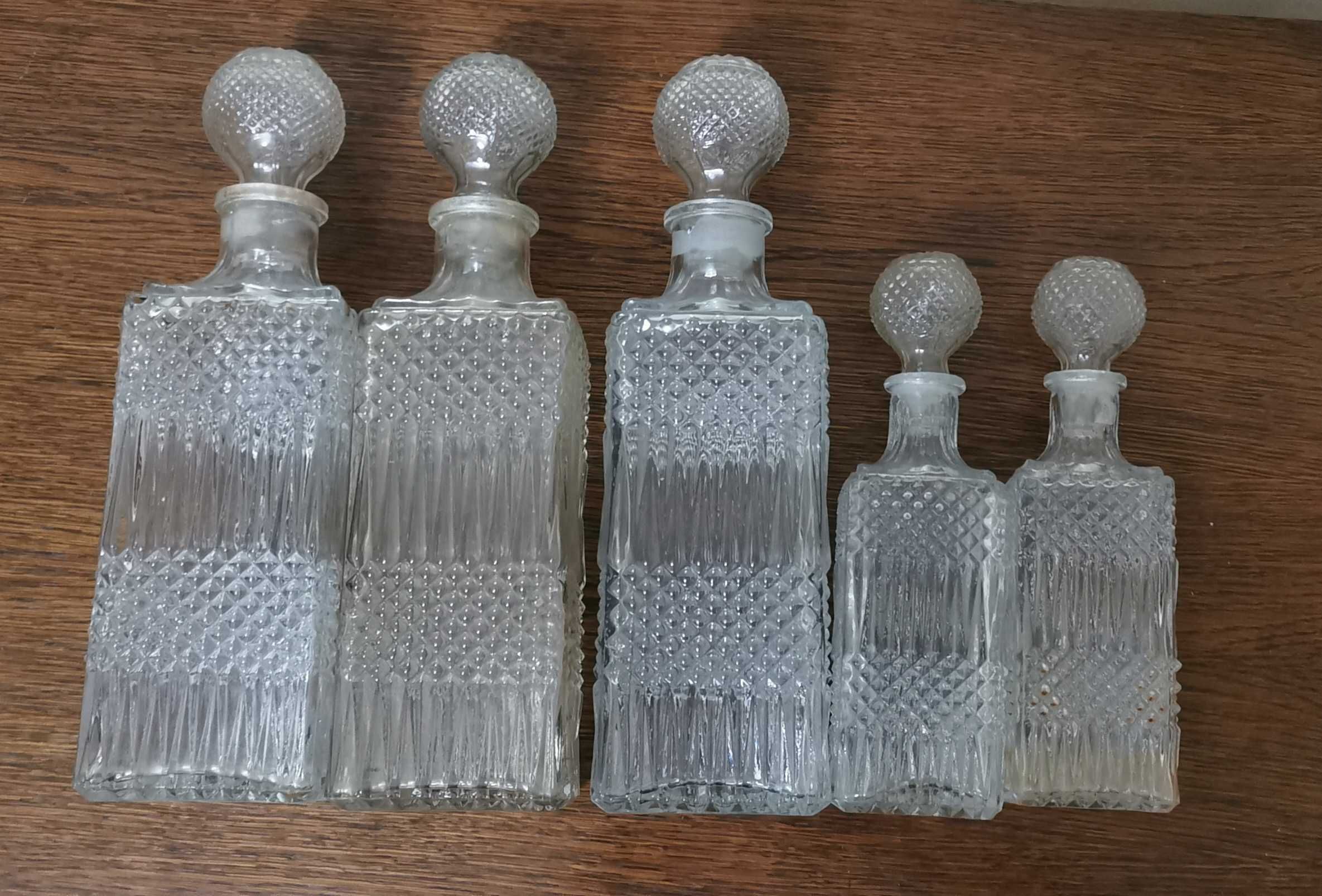 Set 5 sticle de whisky, cristal anii 1980