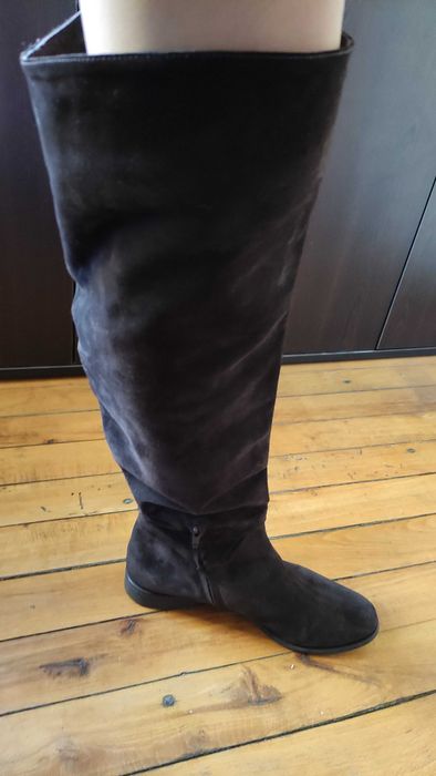 Vero cuoio италиански високи ботуши естествен велур и кожа н.39 и 1/2