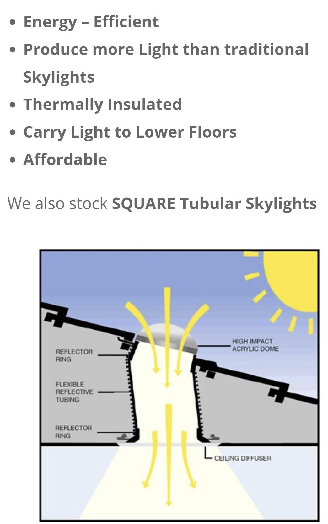 Sun tunnel, tubular skylight, tunel solar