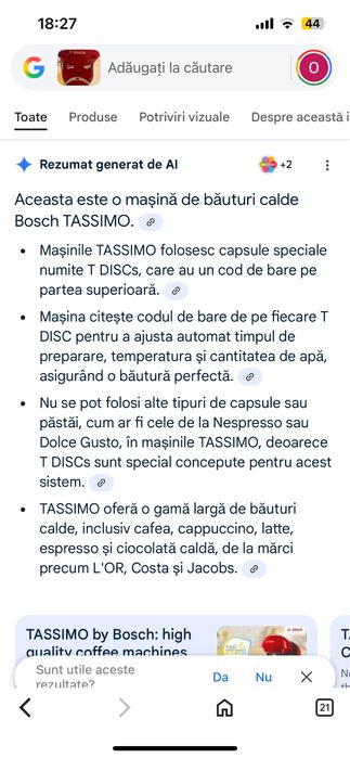 Aparat de cafea cu capsule Tassimo