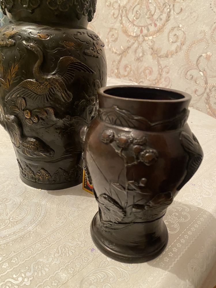 Старинные японские антикварные вазы, бронза