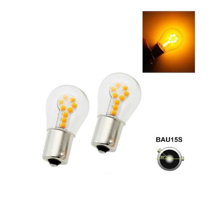 LED диодни крушки 2бр за мигач, PY21W - 18 диода
