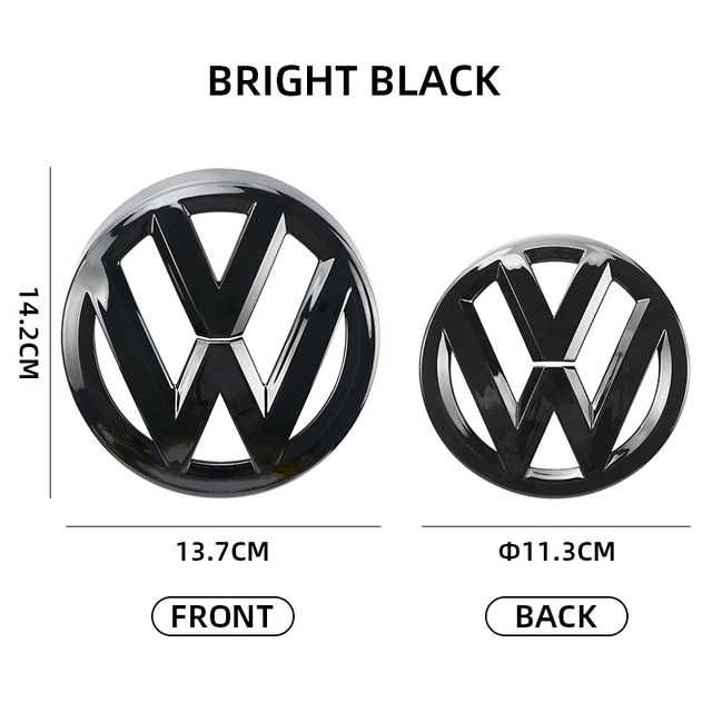 Set 2 Embleme Fata Spate Negru Lucios Volkswagen VW Golf 6 MK6, Glossy