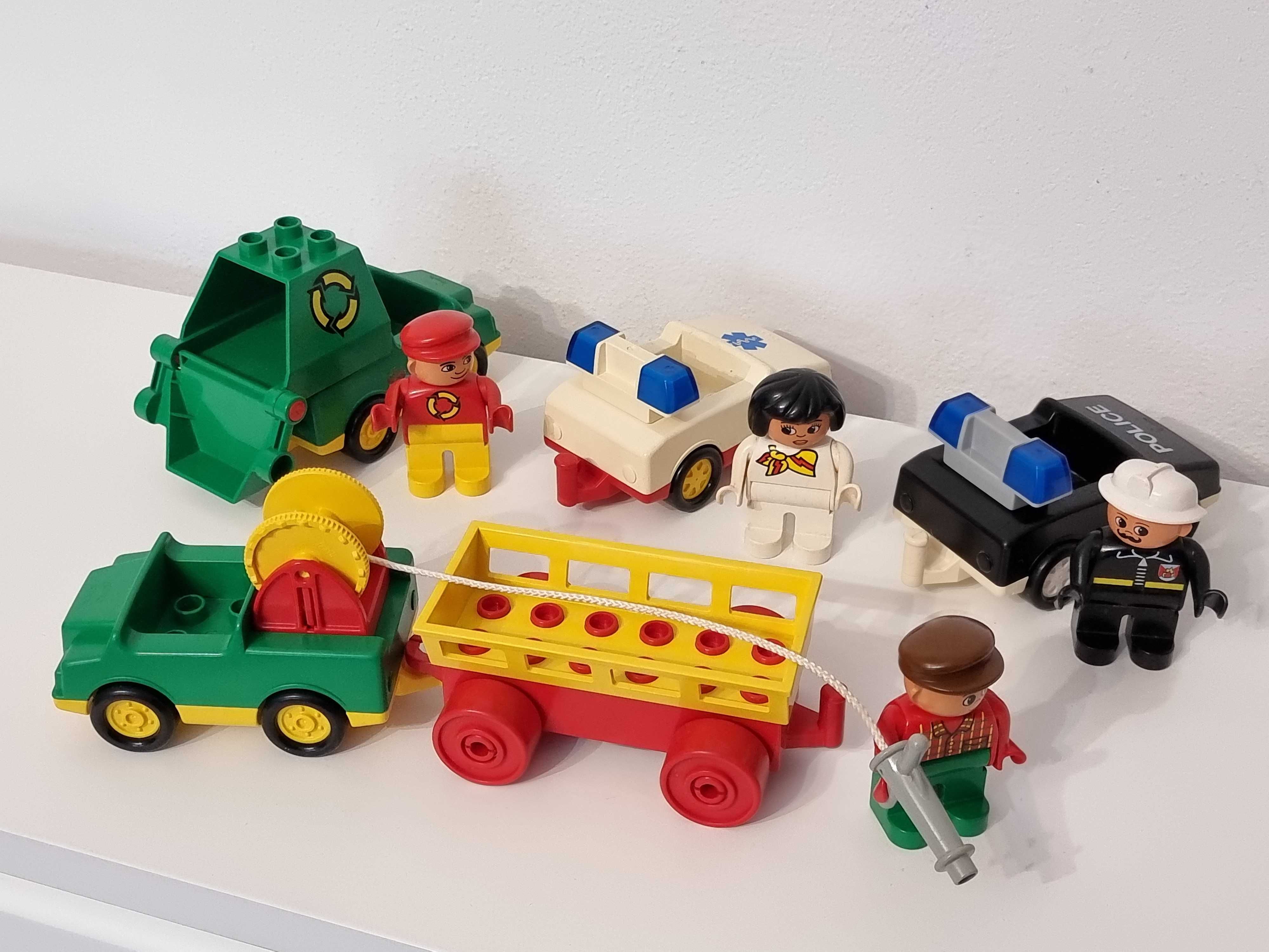 Ansamblu vintage masini, politie, ambulanta, gunoi, Lego Duplo