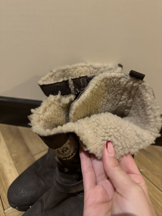 Кафяви боти на ток естествена кожа