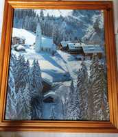 Фотография в дървена рамка зимен пейзаж