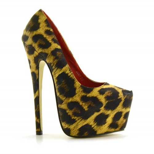 Platforme dama sexy animal print toc cui pantofi piele eco pantofi