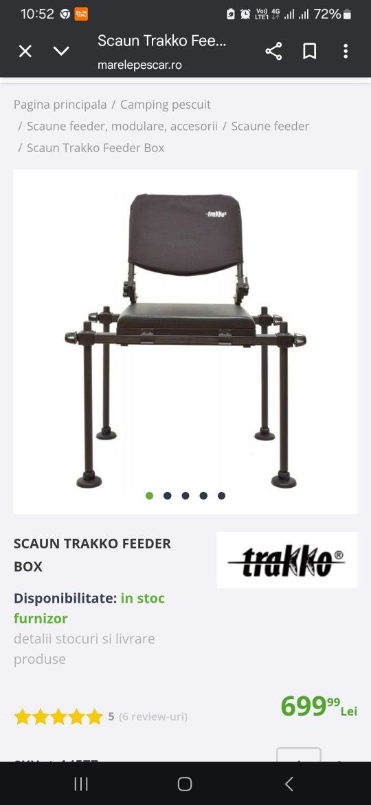 Vand scaun pescuit la stationar /feeder Trakko