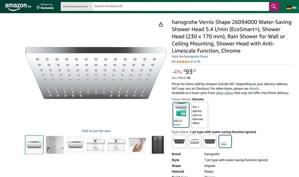 Cap de duș hansgrohe Vernis Shape 26094000