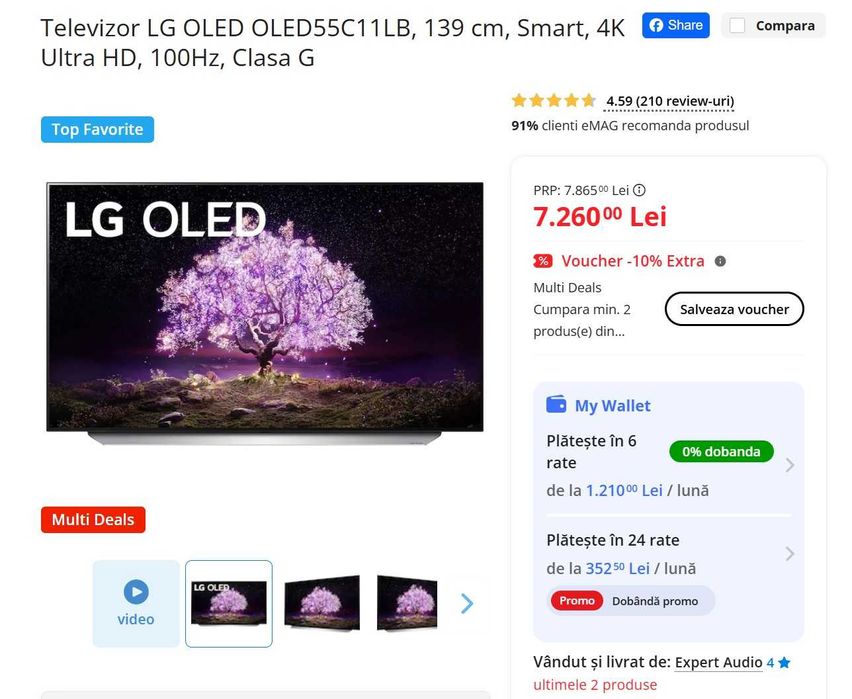 Televizor Smart TV Oled LG C1 55 inch (139 cm)