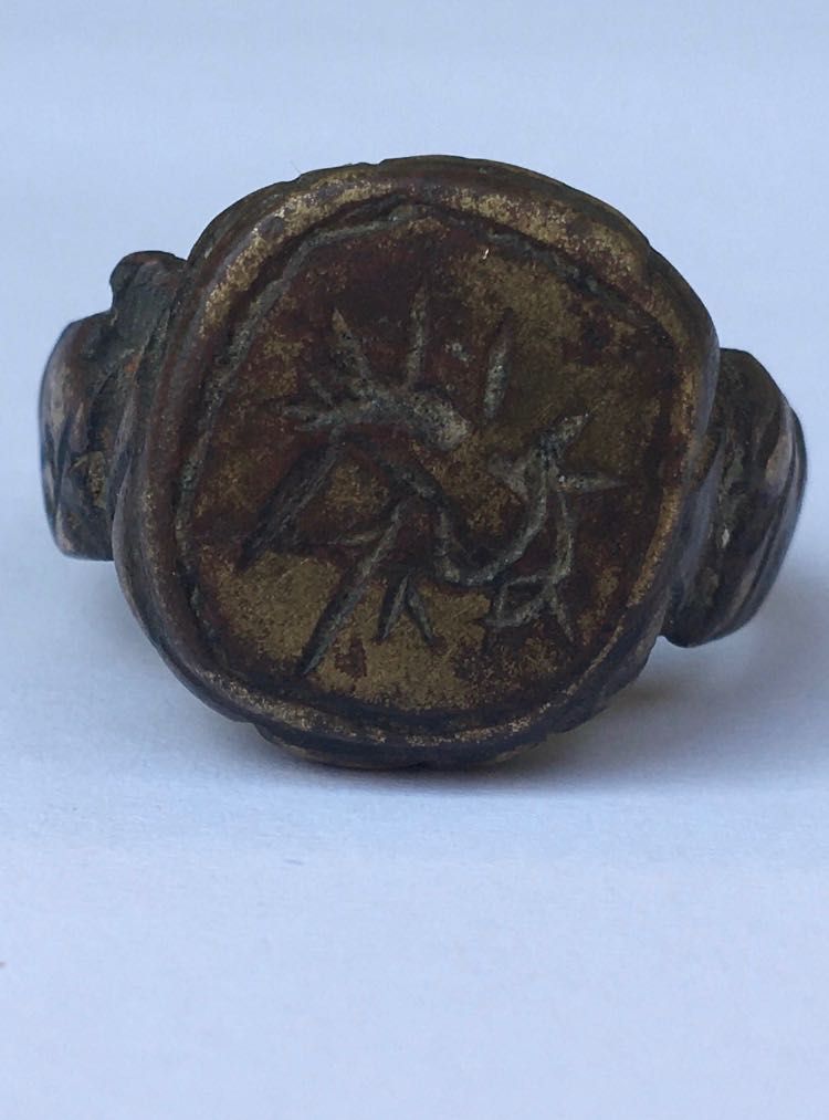 Inel antic medieval sigilar negustoresc foarte vechi