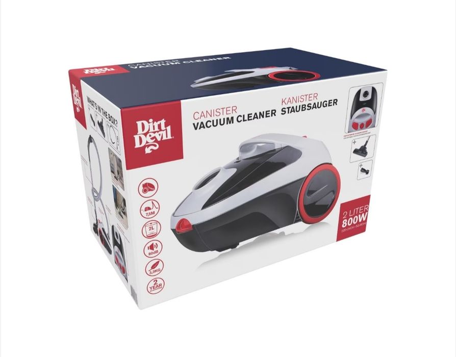 Прахосмукачка с торба Dirt Devil DD2001, Мощност: 800W, миещ се филтър