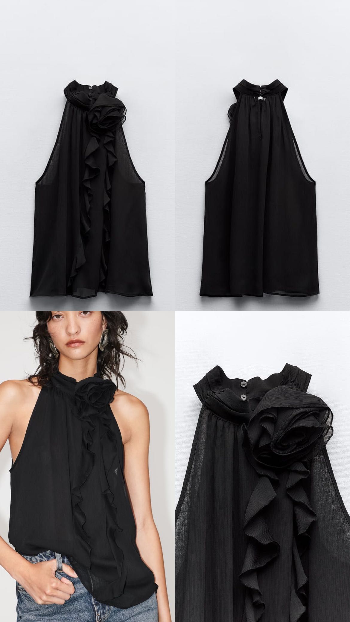 Нови черна рокля Zara XS, черен топ Zara M, памучен топ Mango М