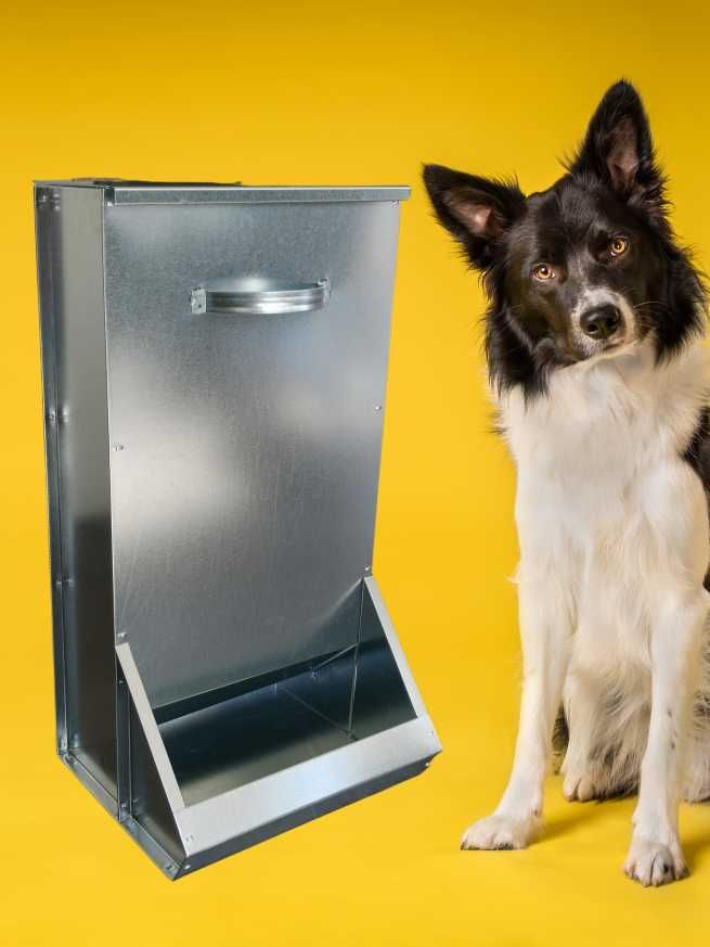 Хранилка за куче, метална, тип седмична, капацитет около 6 кг гранули