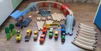 Set complet sine de tren, statie, mijloace transport din lemn