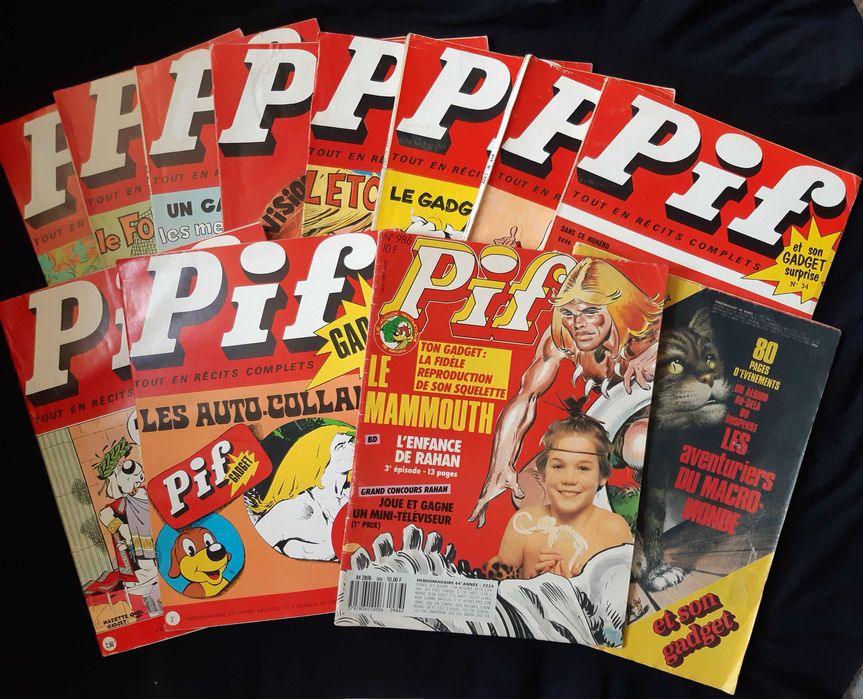 Лот Стари Френски Списания Pif Gadjet 12 Броя / 1969 - 1988 год./