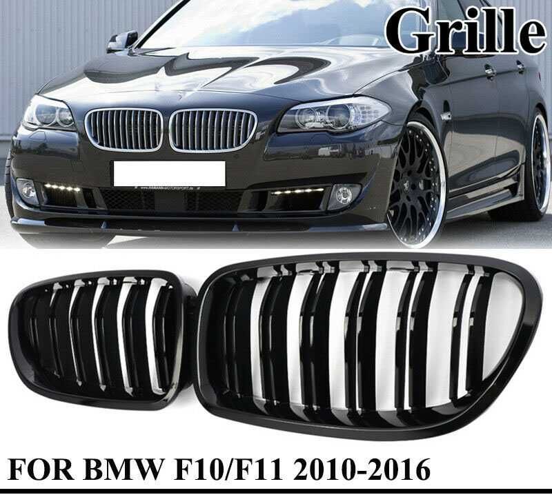 Решетки Бъбреци за БМВ BMW 5 серия F10 F11 2010+ Черен Гланц Двойни