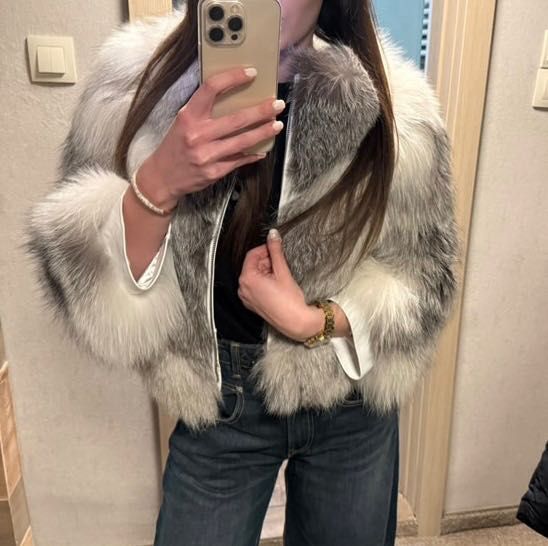 Палто с естествен косъм от лисица