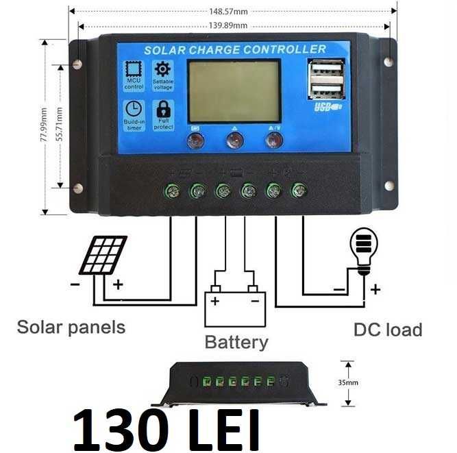 Panou solar / Controler panou solar /  Acumulator Litiu LiFePo4