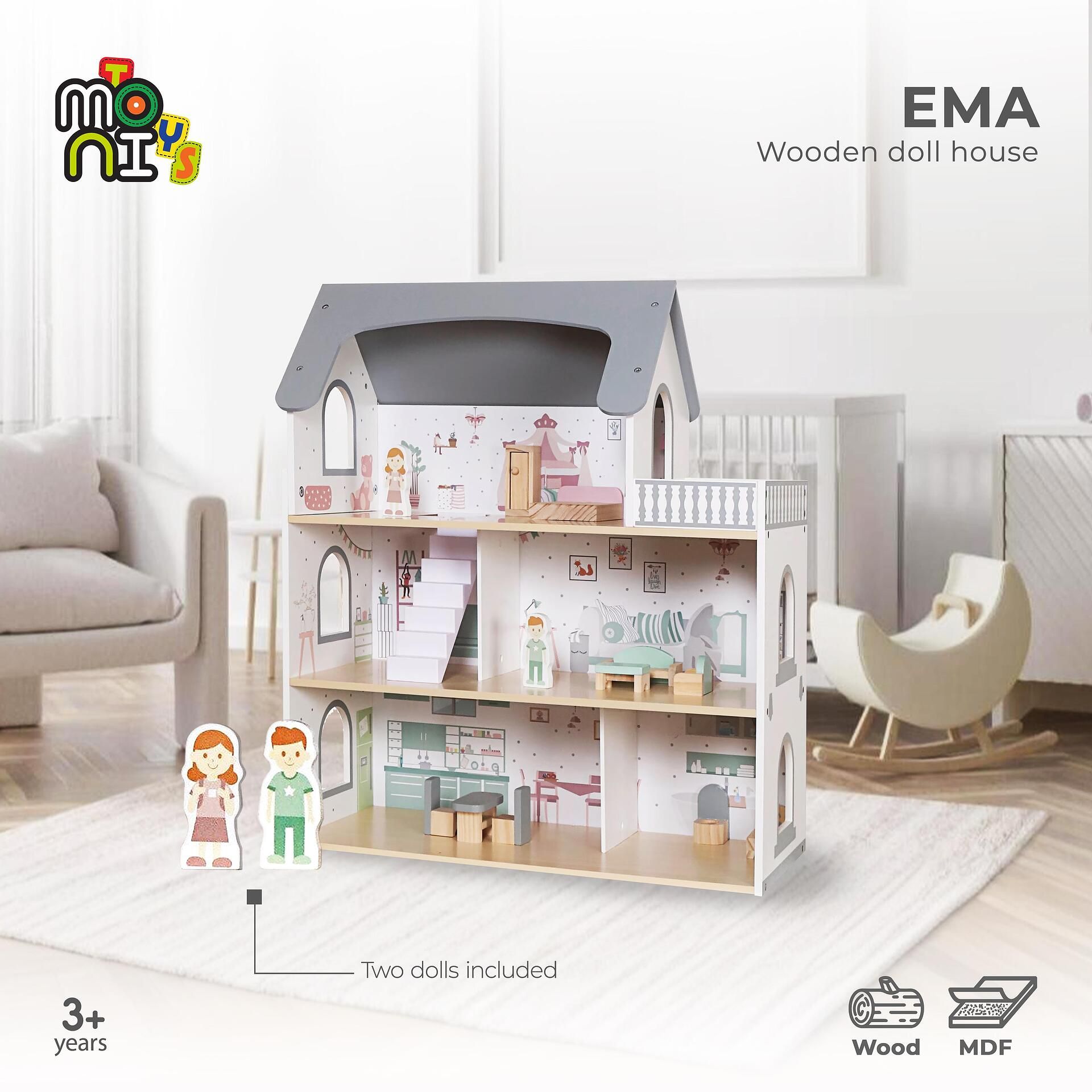 Дървена къща за кукли ema w06a587