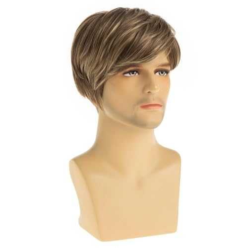 Нова Мъжка кафява синтетична перука cosplay костюм парти Хелоуин