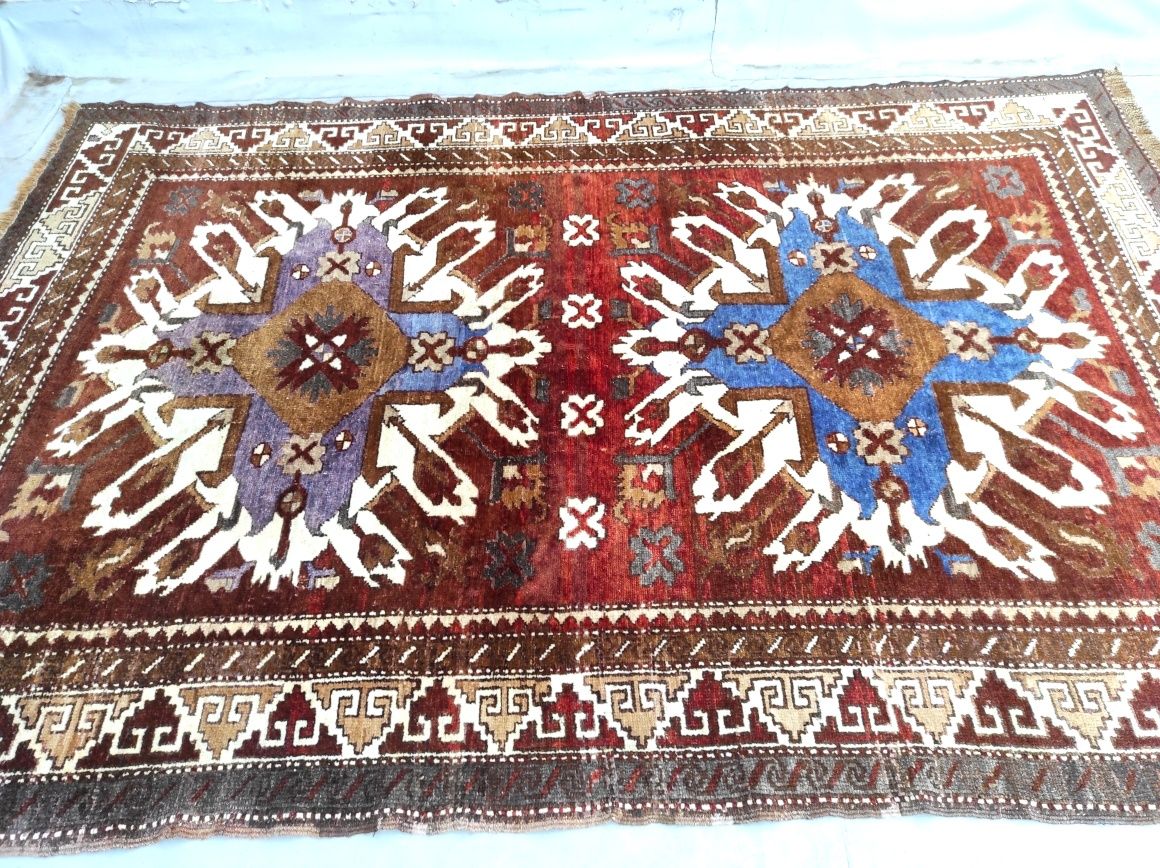 Covor persan tradițional, Kars-Kazak, lucrat manual, 245x163cm.