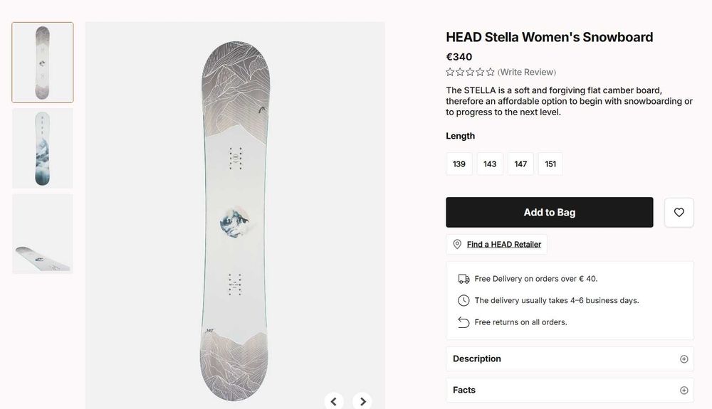 Сноуборд дъска Head Stella, 151 нови, оригинални дамски сноуборд дъски