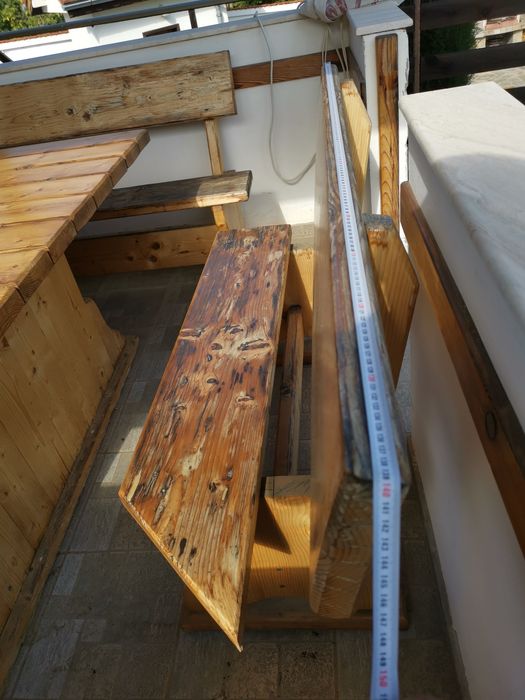 Градински комплект масив, маса и пейки