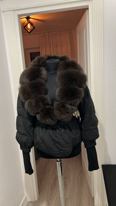 Geaca blana naturala maro model nou