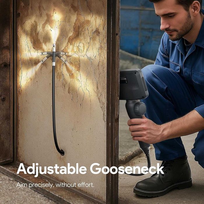 Ендоскоп DEPSTECH с гъвкаво рамо. Двупосочна бороскопска камера ...