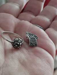 Set inel și pandantiv din argint cu marcasite