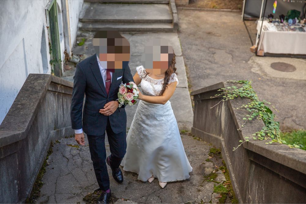 Rochie de mireasa pentru fata scunda dantela marimea S