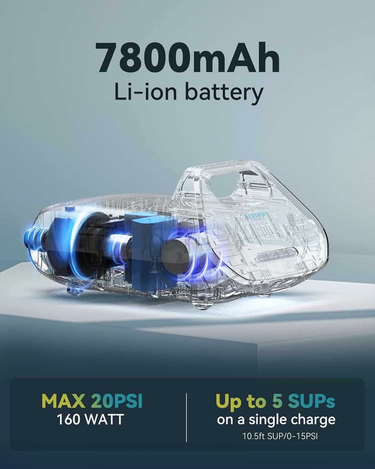 TOPUMP 7800mAh акумулаторна въздушна помпа за SUP