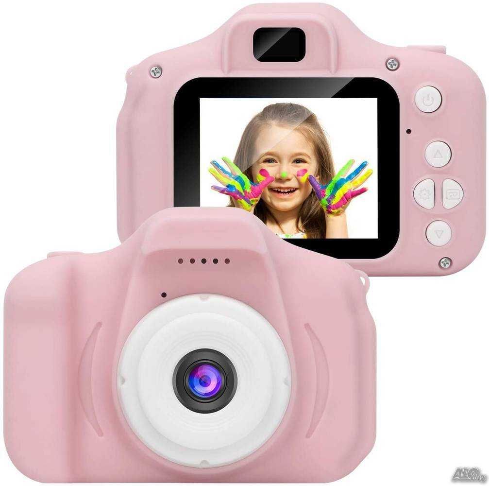 Дигитален детски фотоапарат, Снимки и видео, MicroSD, USB, Розов и Син