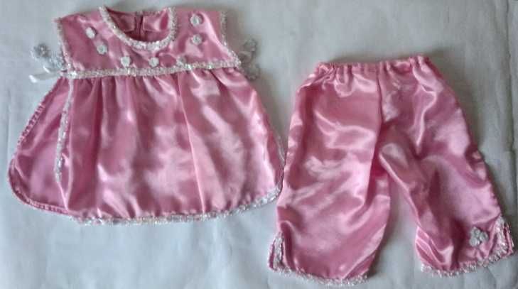 Комплект для девочки, розовый, атласный, на 1-2 года