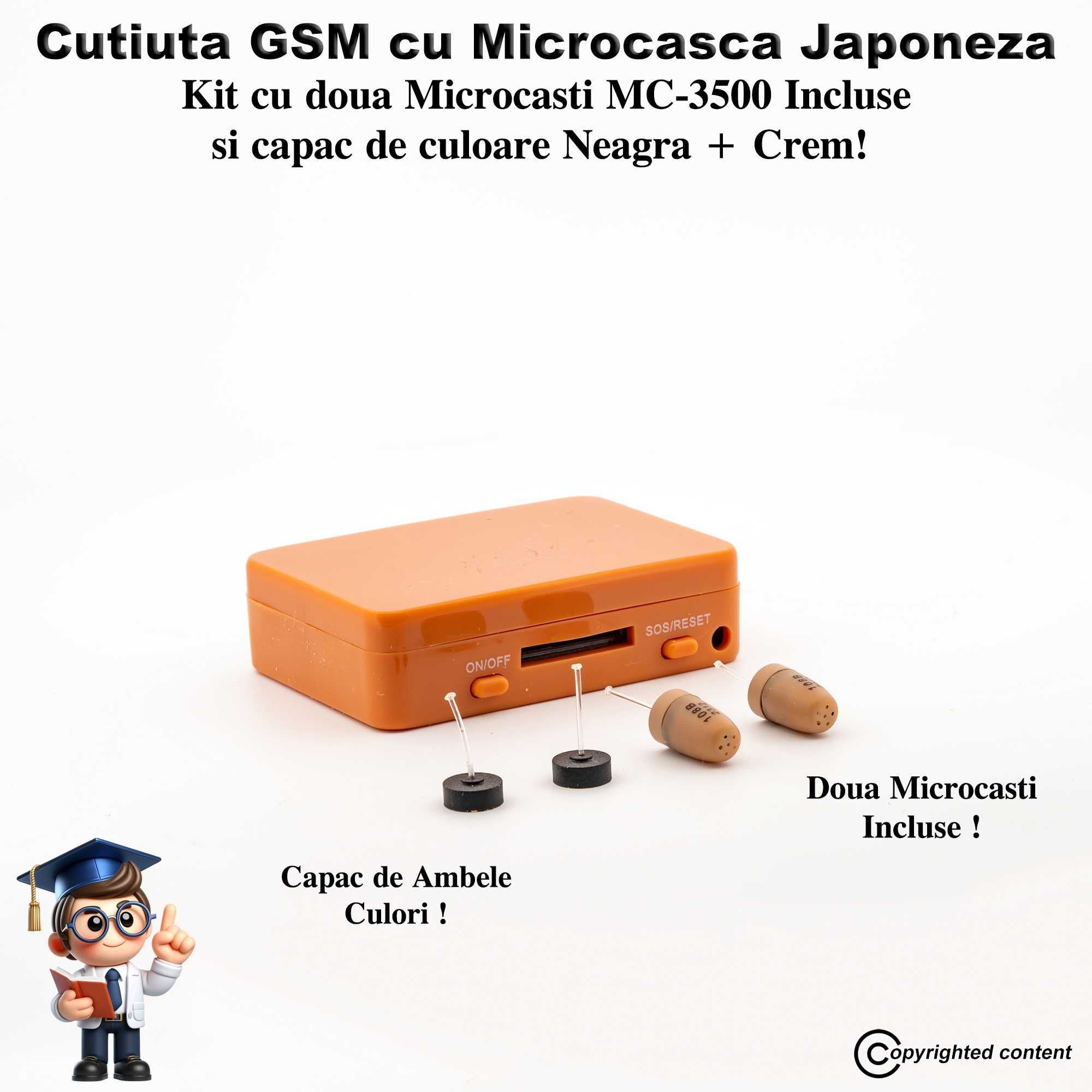 Cutiuta GSM cu casca de copiat Fara Fire/Telefon Raspuns Automat Casti