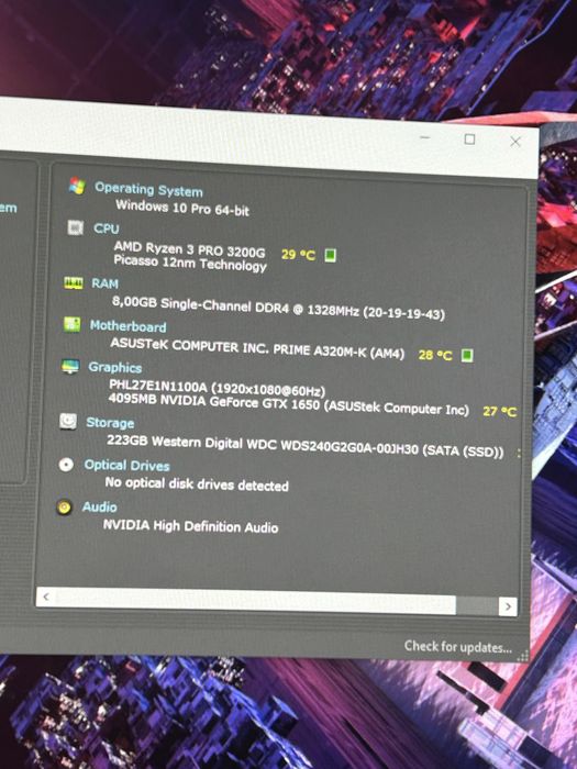 Pc gaming| ryzen3 pro 3200g| 8gb ram ddr4| GTX1650 4gb| ssd 256gb