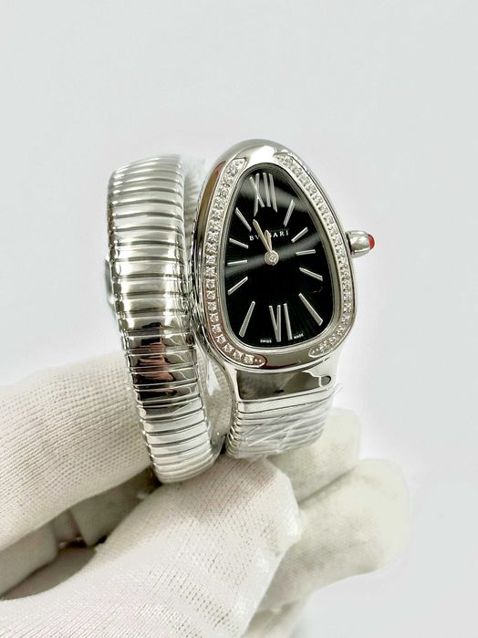 bvlgari snake сребристо/черно