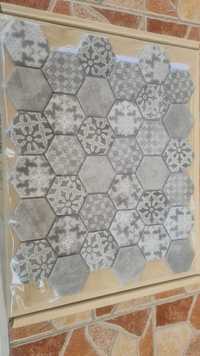 Mozaic hexagon gri 32,5x28,1 cm (25buc, 2 cutii, 2.2 mp)