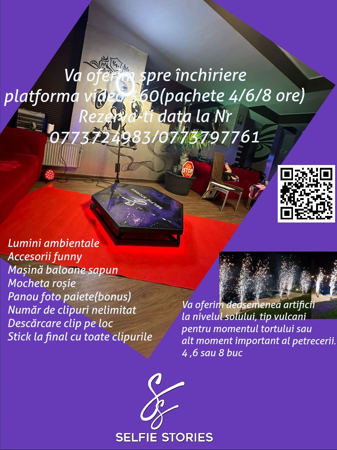 Platforma video 360/artificii vulcani/photobooth360/inchiriere36