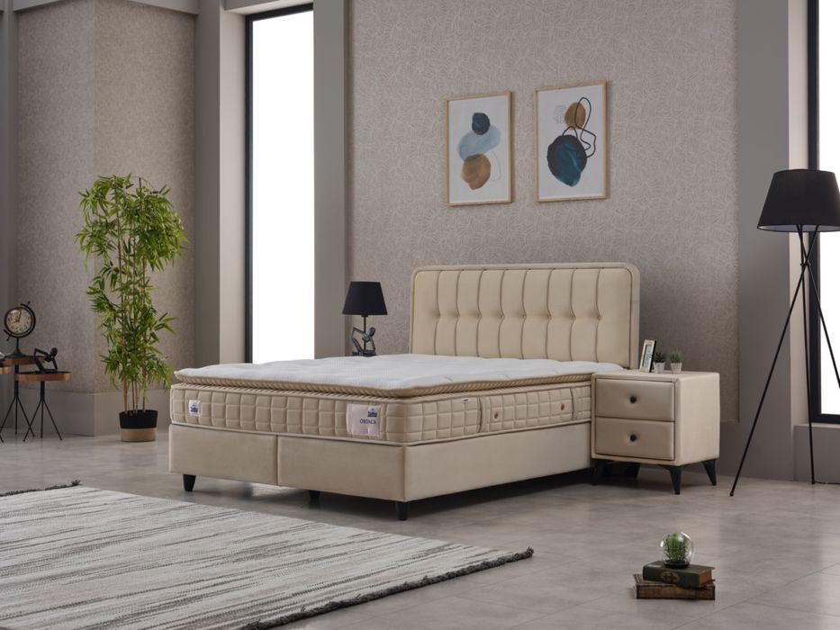 Тапицирано легло Ortaca Бежов крем с матрак Ortaca