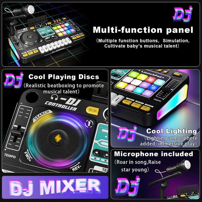 RedCrab Детска DJ миксерна маса, DJ пулт за деца с микрофон, Bluetooth