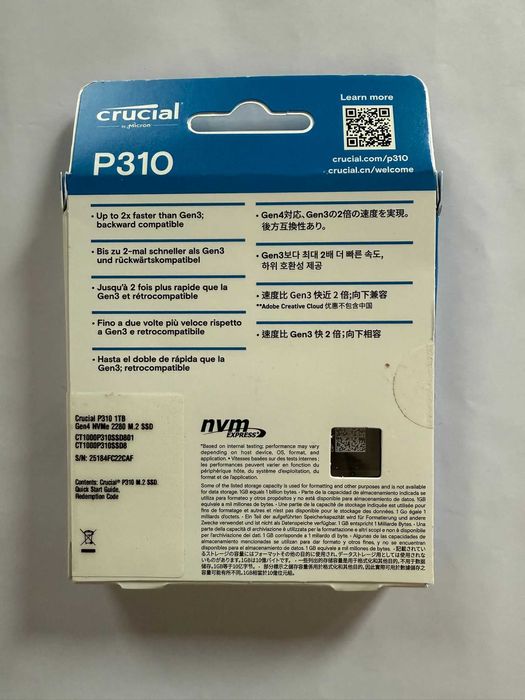 SSD CRUCIAL 1TB P310 M.2 PCIe M.2 2280 ! SIGILAT + Garantie !